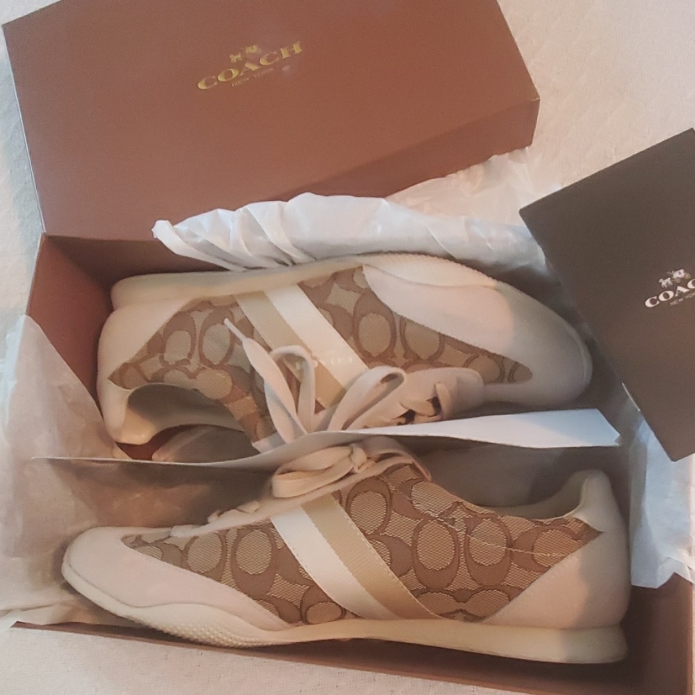 Coach suede signature sneakers- neutral
